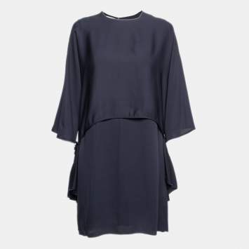 Pre Owned Stella McCartney Navy Blue Crepe Tiered Dress M