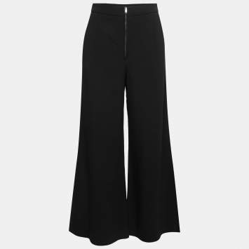 Pre Owned Stella McCartney Black Stretch-Crepe Wide Leg Trousers S