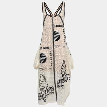 Pre Owned Stella McCartney White Lace Embroidery Detail Sleeveless Midi Dress M