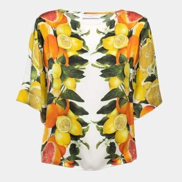Pre Owned Stella McCartney Multicolor Fruit Print Silk Blouse S