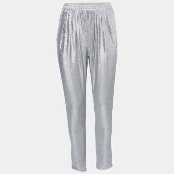 Pre Owned Stella McCartney Silver Lame Pants XS