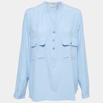 Pre Owned Stella McCartney Blue Silk Estelle Long Sleeve Blouse M