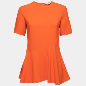 Pre Owned Stella McCartney Orange Crepe Flared Top S