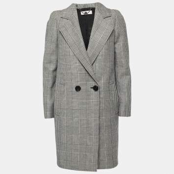 Pre Owned Stella McCartney Black/White Prince of Wales Checked Wool Coat S
