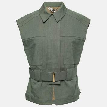 Pre Owned Stella McCartney Green Canvas Belted Vest S