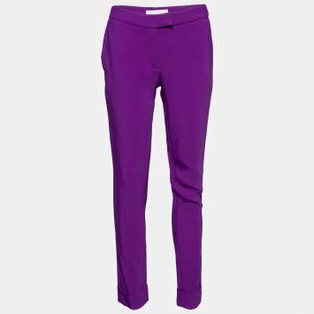 Pre Owned Stella McCartney Purple Crepe Tapered Leg Trousers S