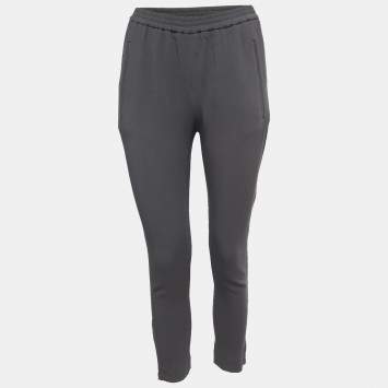 Pre Owned Stella McCartney Grey Crepe Tapered Leg Pants XS