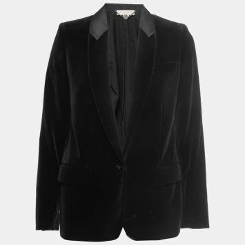Pre Owned Stella McCartney Black Velvet Single Button Blazer S