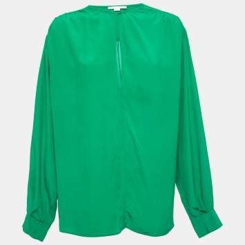 Pre Owned Stella McCartney Green Silk Long Sleeve Blouse L
