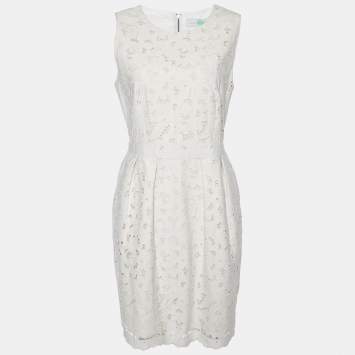 Pre Owned Stella McCartney Light Pink Cutwork Cotton Sleeveless Sheath Dress M