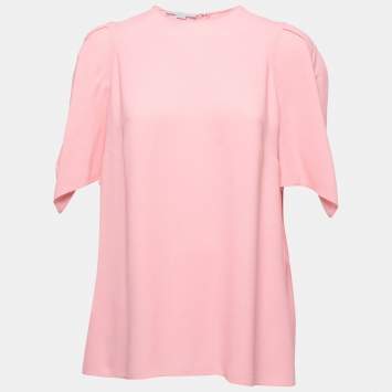 Pre Owned Stella McCartney Pink Crepe Slit Sleeve Detail Blouse L