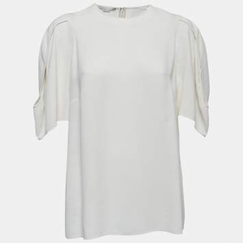 Pre Owned Stella McCartney Ivory Crepe Slit Sleeve Detail Blouse L