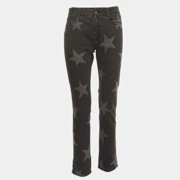 Pre Owned Stella McCartney Black Washed Stars Print Denim Jeans S Waist 26"