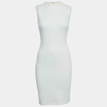 Pre Owned Stella McCartney Off-White Knit Lace Back Sleeveless Short Dress S