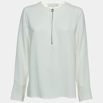 Pre Owned Stella McCartney Off White Crepe Long Sleeve Blouse S