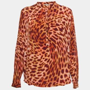 Pre Owned Stella McCartney Multicolor Print Silk Buttoned Shirt Blouse M