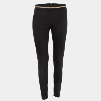 Pre Owned Stella McCartney Black Stretch Knit Waist Detail Skinny Pants M