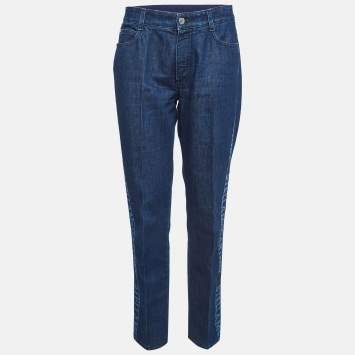 Pre Owned Stella McCartney Blue Logo Printed Denim Jeans M Waist 27"