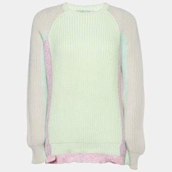 Pre Owned Stella McCartney Multicolor Colorblock Rib Knit Sweater S