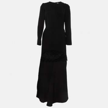 Pre Owned Stella McCartney Black Candy Lace Trim Cotton High Low Dress S