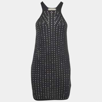 Pre Owned Stella McCartney Black Embellished Cotton Knit Mini Tank Dress S