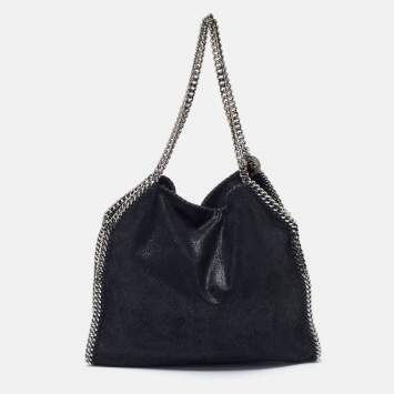 Pre Owned Stella McCartney Black Faux Suede Small Falabella Tote