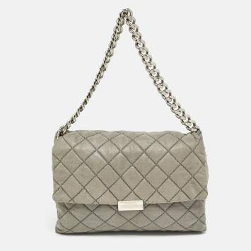 Pre Owned Stella McCartney Grey Quilted Faux Suede Beckett Shoulder Bag