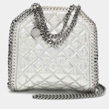 Pre Owned Stella McCartney Silver Faux Leather Falabella Crossbody Bag