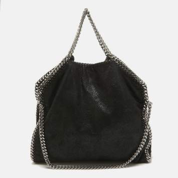 Pre Owned Stella McCartney Black Faux Leather Small Falabella Tote