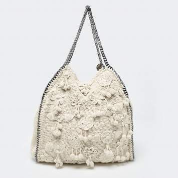 Pre Owned Stella McCartney Cream Crochet Falabella Tote