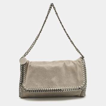 Pre Owned Stella McCartney Grey Faux Suede Falabella Flap Bag
