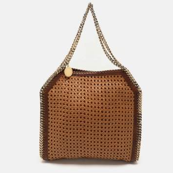 Pre Owned Stella McCartney Brown Woven Faux Leather Falabella Tote