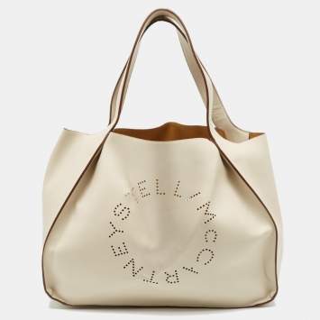 Pre Owned Stella McCartney Off White Faux Perforated Logo Tote