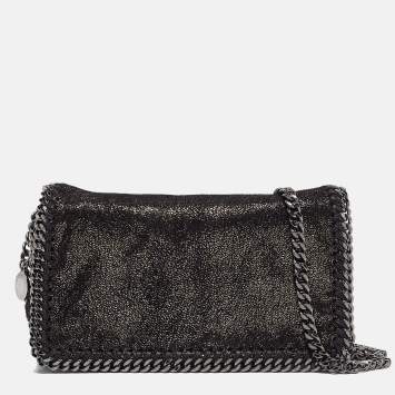 Pre Owned Stella McCartney Metallic Faux Leather Falabella Crossbody Bag