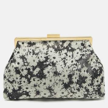 Pre Owned Stella McCartney Grey Canvas Floral Printed Oversized Daisy Clutch