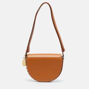 Pre Owned Stella McCartney Tan Faux Leather Small Frayme Shoulder Bag