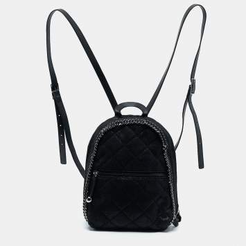 Pre Owned Stella McCartney Black Faux Suede Falabella Backpack