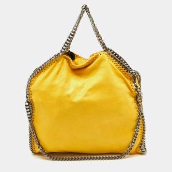 Pre Owned Stella McCartney Yellow Faux Suede Small Falabella Tote