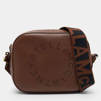 Pre Owned Stella McCartney Brown Faux Leather Small Logo Camera Crossbody Bag
