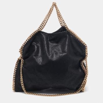 Pre Owned Stella McCartney Black Faux Suede Small Falabella Tote