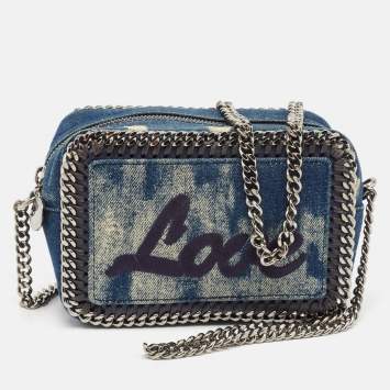 Pre Owned Stella McCartney Blue Denim Love Falabella Camera Crossbody Bag