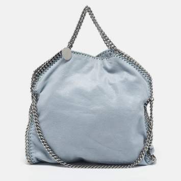 Pre Owned Stella McCartney Light Blue Faux Suede Small Falabella Tote