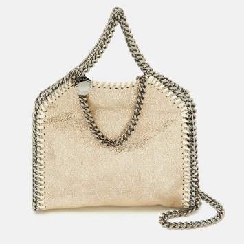 Pre Owned Stella McCartney Gold Faux Suede Tiny Falabella Tote 
