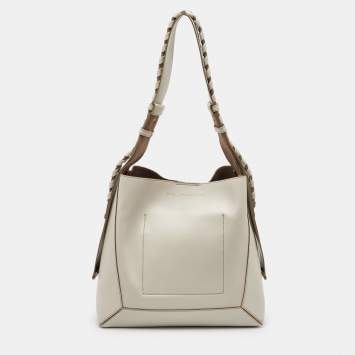 Pre Owned Stella McCartney Light Grey Faux Leather Medium Braided Handle Hobo