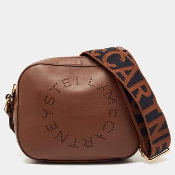 Pre Owned Stella McCartney Brown Faux Leather Small Logo Camera Crossbody Bag