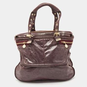 Pre Owned Stella McCartney Purple Faux Leather Appaloosa Tote