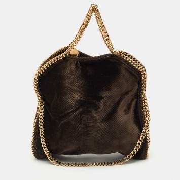 Pre Owned Stella McCartney Brown Python Print Velvet Small Falabella Tote