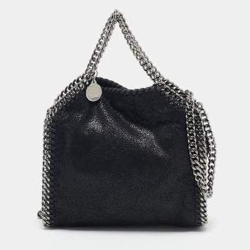 Pre Owned Stella McCartney Black Faux Suede Tiny Falabella Tote