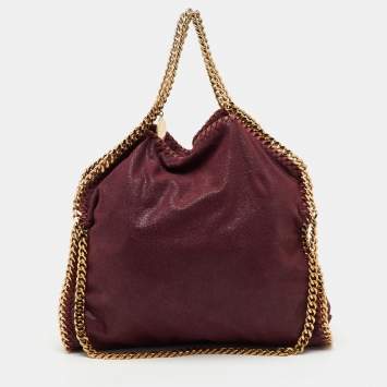 Pre Owned Stella McCartney Burgundy Faux Suede Small Falabella Tote