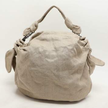 Pre Owned Stella McCartney Metallic Beige/Gold Jute Bow Hobo